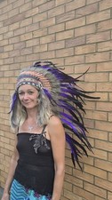 Native Indian Chief Purple Feather Headset