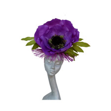 Bliss - Giant  Purple Anemone Flower Fascinator ASCOT WEDDING