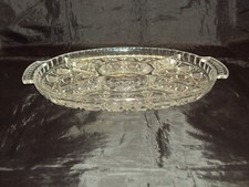 Vintage Lead Crystal 24% Cut Glass Large Heavy Divided Tray Made in Poland