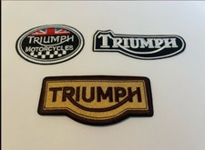 TRIUMPH MOTORCYCLE SET OF 3 RETRO QUALITY IRON/SEW ON PATCHES 