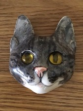 Winstanley Cat Plaque/Hanger with Glass Eyes - Artist Signed
