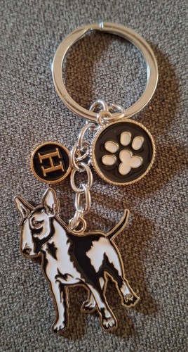 Bull terrier enamel key ring - terrier,