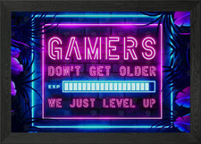 Funny Neon Gaming Gamer Framed