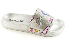 Childrens Girls Sliders Summer Sandals Beach Pool Slides Unicorn Rainbow Slip On
