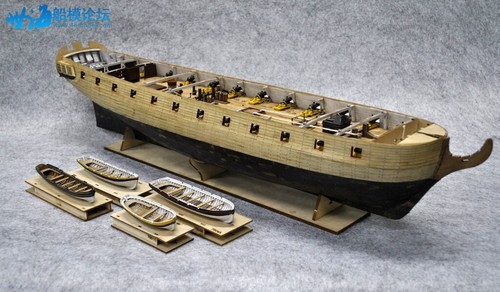 Wooden dinghy rowboat 75 - wooden, 1:75