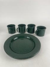 Green Enamelware Camping Set 4
