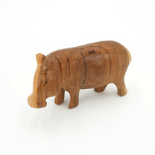 Hand Carved Wooden Hippo