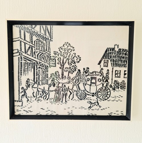 Antique fine needlepoint coach - antique,