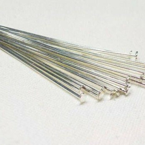 Silver plated head pins - silver,