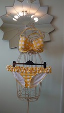 Yellow Polka Dot Floozie Frost French Bikini Size 18 Bottoms 38DD Top BNWOT