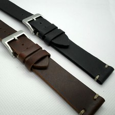 Vintage Style Calf Leather WATCH STRAP 18 20 22mm Black Brown Smart Band New UK