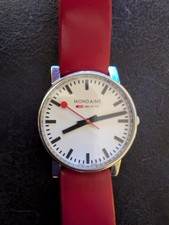 Mondaine SBB CFF FFS Red Leather strap Watch