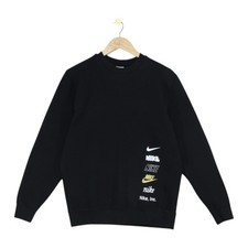 Nike Stacked Club Sweatshirt Mens Size M Black Graphic Crew Neck