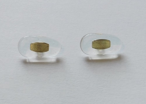 Pair silicone gold oval - silicone, `gold`