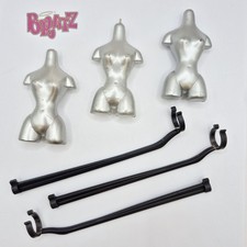 BRATZ Doll Mannequin Stands X 3 Silver Grey Dress Forms Replacement Parts