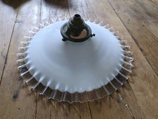 Vintage French Frilly Coolie Shade. Opaline (A)