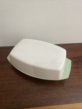 Gaydon Melmex Retro  Butter Dish White & Green- Vintage Melaware 1960's