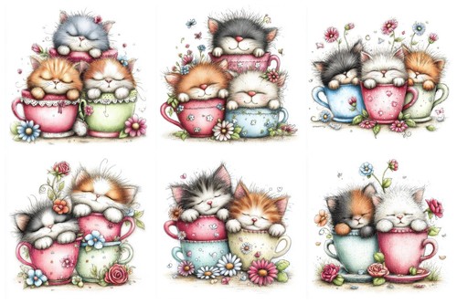 Sleepy kittens cardmaking card - cardmaking,