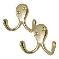 Pack 4-20x Double Robe Hooks Antique Polished Brass Door Dress Bathroom Clothes