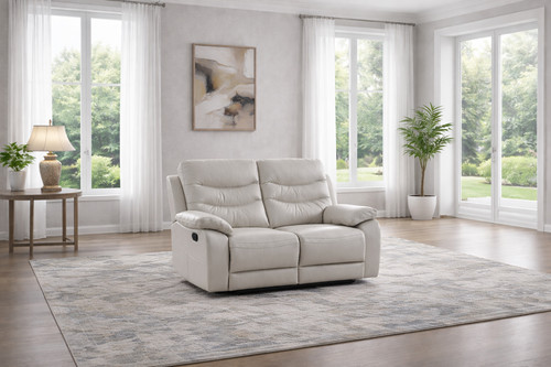 Grey italian leather seater - leather, 2