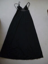 True Vintage Charnos Black, sexy  polyester nightie + lace very small sz 32" 70s