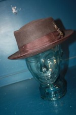 Vtg Stacy Adams brown pork pie