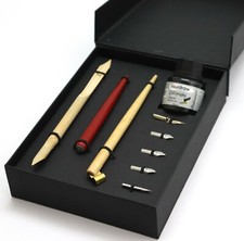 Liquidraw Calligraphy Pen Set With Black Ink Dip Pen Nibs Holder Wooden Arabic