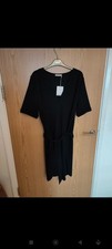 Zara Basics Black Dress with Tie Belt Detail Size L New with Tags