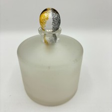 White Satin Glass w/Tiger Eye Style Short Stopper Perfume Apothecary Bottle Jar