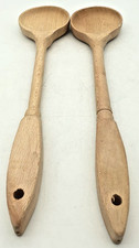 2 x 38 CM Long Handle Wooden Ladle - LARGE Soup Spoon - Kitchen Cooking