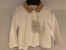 EMPORIO ARMANI CONTRAST LONG SLEEVE POLO BRAND NEW SIZE 18mths WHITE BEIGE