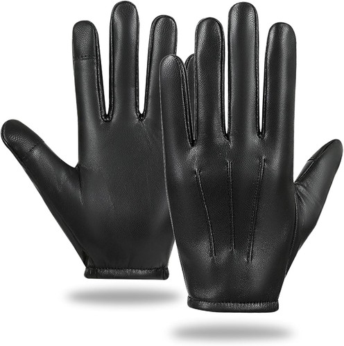 Mens black leather gloves warm - mens,