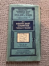 Vintage Geographia numbered road touring map No 1 South East Counties 