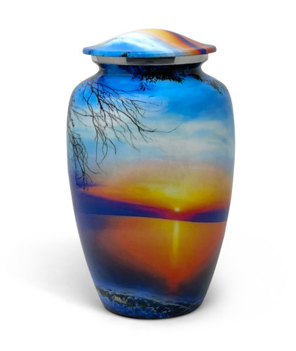 Sunset metal cremation urn - sunset,