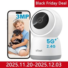 ieGeek 3MP Indoor Home Security Camera with 2.4/5GHz, WiFi Smart Pet Camera UK