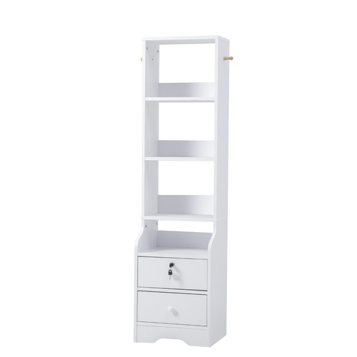 Wood white tall - tall, shelf