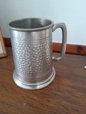 Vintage glass bottom pewter tankard mage on sheffield