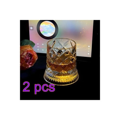Spinning crystal whiskey glass - spinning,