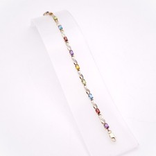 9ct Yellow Gold Rainbow Gemstone Bracelet with Garnet, Amethyst, Peridot etc.