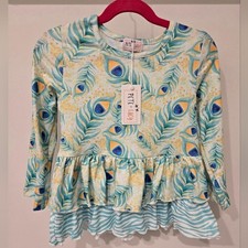 Pete & Lucy Boutique Peacock Top 4T NWT