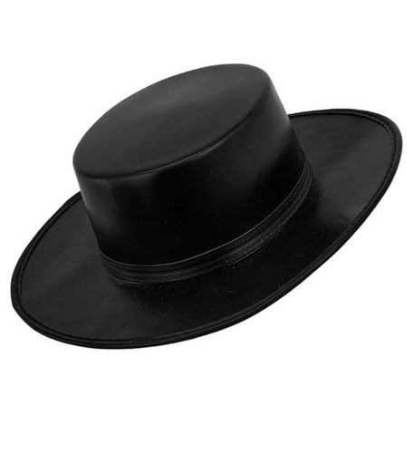 Black faux leather hat - black,
