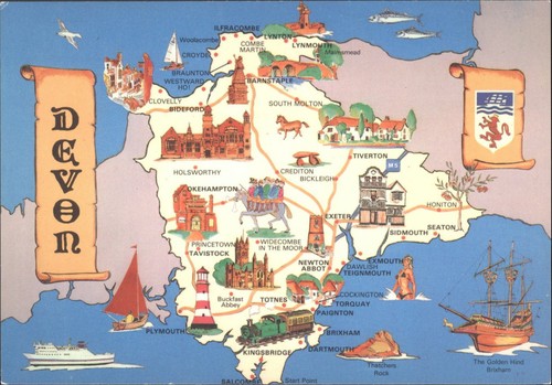 Devon england pictorial map - england,