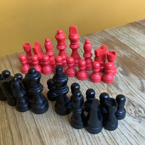 Piece wooden chess set red - chess,