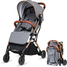 Sonarin Light Weight Travel Stroller With Trolly Handle Grey/Gold *Slightly Used