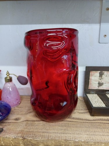 Whitefriars glass vase red - whitefriars,
