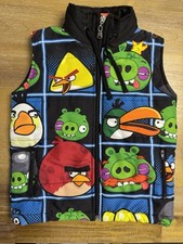Angry Birds Puffer Vest Kids Size 4 Black AOP