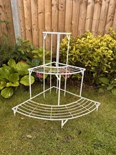 Old / Vintage Metal Corner 3 Tier Garden Pot Florists Display Stand