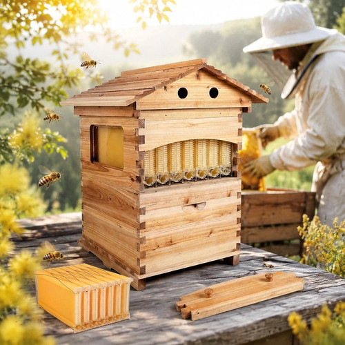 Auto flow cedar beehive - auto,
