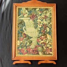 Vintage Floral Needlework Framed Picture Free standing - Very good condition