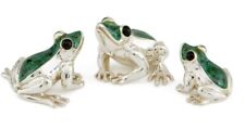 Saturno Silver and Enamel Frogs  - Fully Hallmarked Sterling Silver